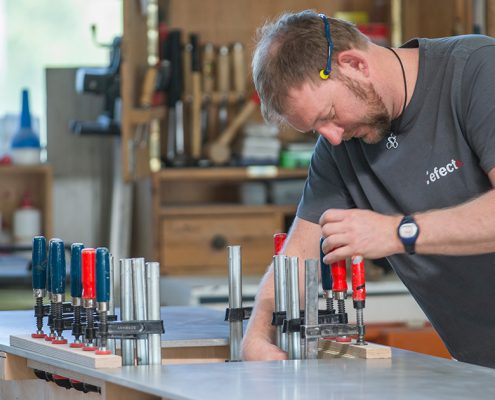 Arbeitsplatte aus Beton Herstellung Unterbau