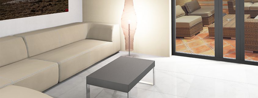Couchtisch mit Betonplatte und Metallfüße